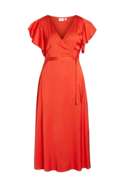 Vila Vestidos E Macacoes-Vestido Acetinado Envolvente