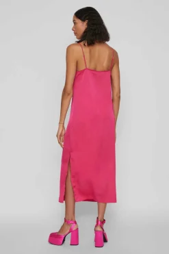 Vila Vestidos E Macacoes-Vestido Comprido De Alcas Acetinado