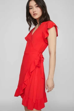 Vila Vestidos E Macacoes-Vestido Curto Com Folhos