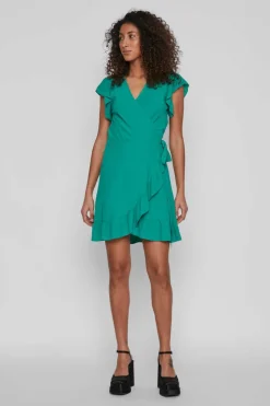 Vila Vestidos E Macacoes-Vestido Curto Com Folhos