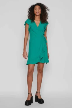 Vila Vestidos E Macacoes-Vestido Curto Com Folhos