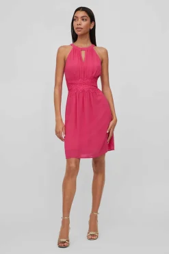 Vila Vestidos E Macacoes-Vestido Curto Com Gola Halter