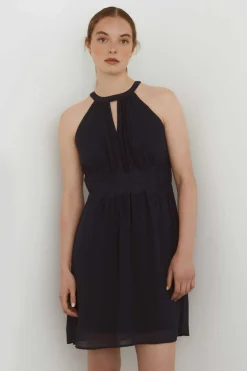 Vila Vestidos E Macacoes-Vestido Curto Com Gola Halter