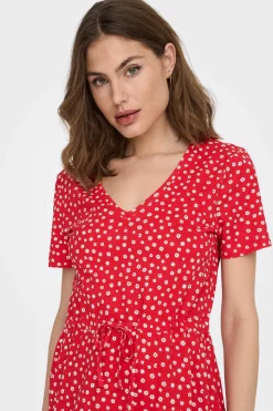 Only Vestidos E Macacoes-Vestido Curto Corte Regular Decote Em V