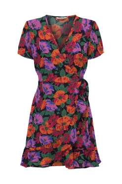 Only Vestidos E Macacoes-Vestido Curto Cruzado De Manga Curta