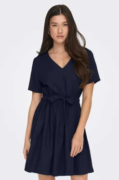 JDY Vestidos E Macacoes-Vestido Curto De Linho Manga Curta