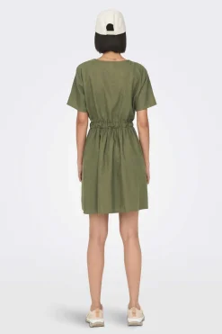 JDY Vestidos E Macacoes-Vestido Curto De Linho Manga Curta