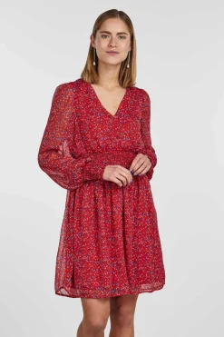 Pieces Vestidos E Macacoes-Vestido Curto De Manga Comprida E Com Estampado.