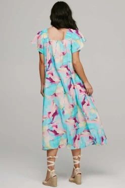 Vila Vestidos E Macacoes-Vestido De Manga Curta Efeito Plissado