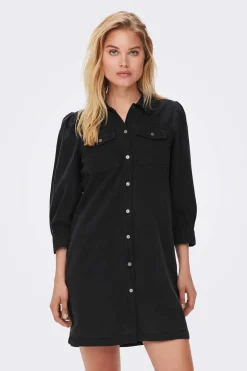 Only Vestidos E Macacoes-Vestido Denim Manga Comprida