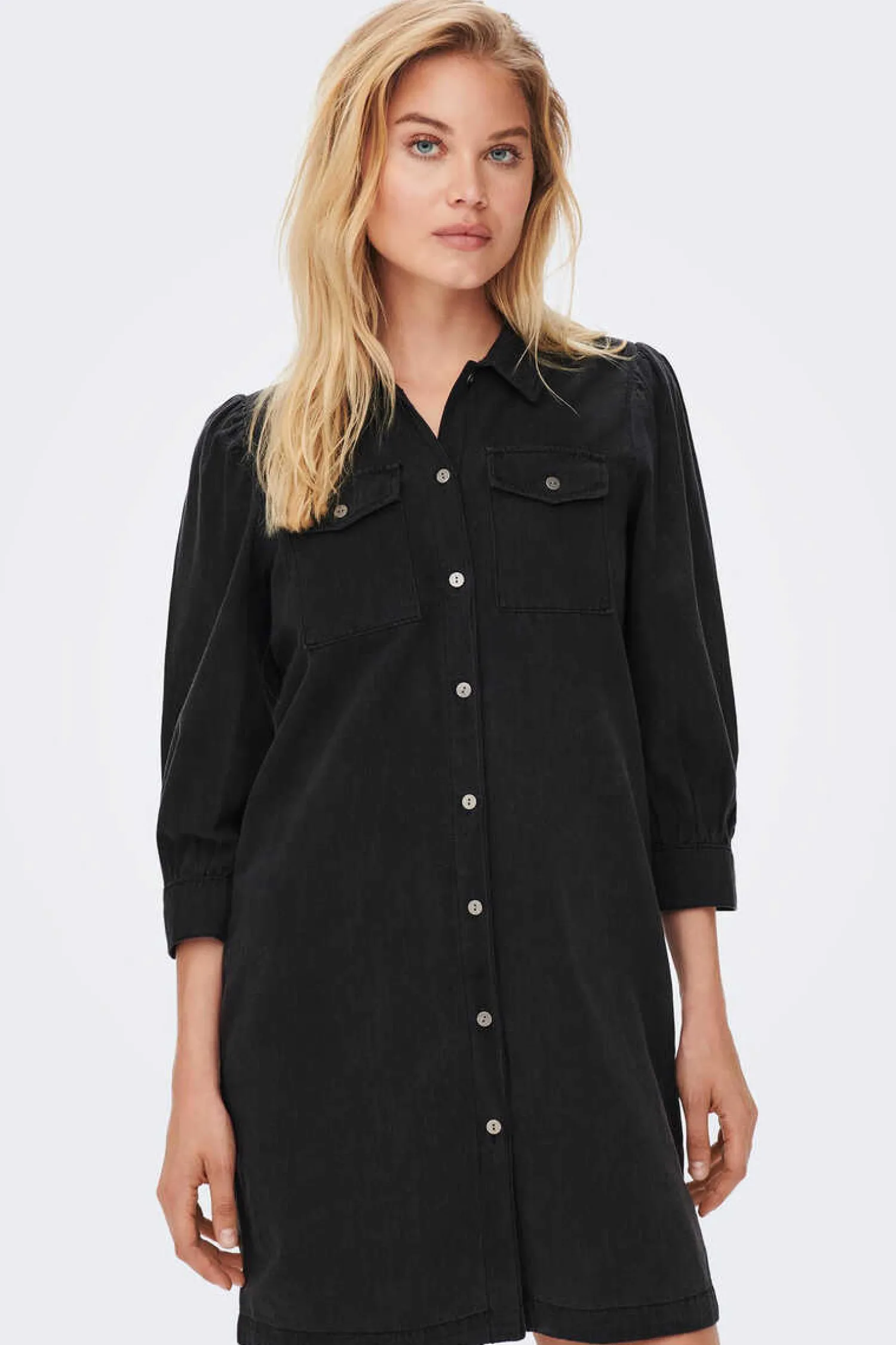 Only Vestidos E Macacoes-Vestido Denim Manga Comprida