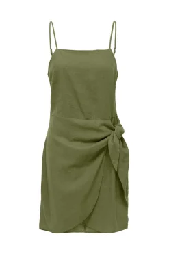 Only Vestidos E Macacoes-Vestido Detalhe Laco Com Linho