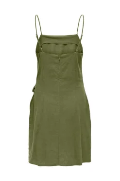 Only Vestidos E Macacoes-Vestido Detalhe Laco Com Linho