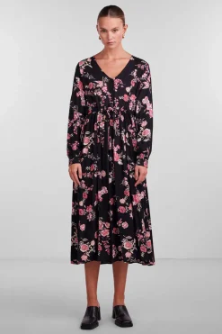 Pieces Vestidos E Macacoes-Vestido Midi Com Estampado Floral