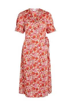 Vila Vestidos E Macacoes-Vestido Midi De Manga Curta