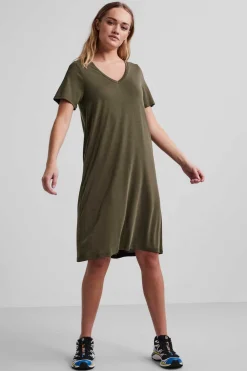 Pieces Vestidos E Macacoes-Vestido Midi De Tencel