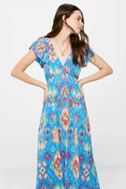 Springfield Vestidos E Macacoes-Vestido Midi Estampado Costas Zigzag