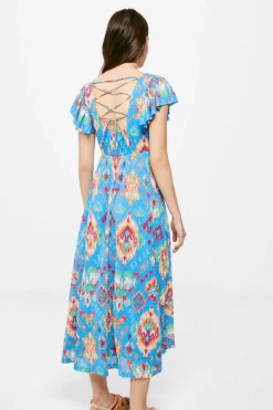 Springfield Vestidos E Macacoes-Vestido Midi Estampado Costas Zigzag