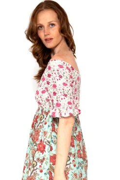 Brave Soul Vestidos E Macacoes-Vestido Tricolor De Manga Com Print